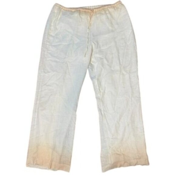 Lafayette 148 Linen Pants Size‎ 14 | Ivory Ombre Hem Coastal Grandma Resortwear - Picture 1 of 6